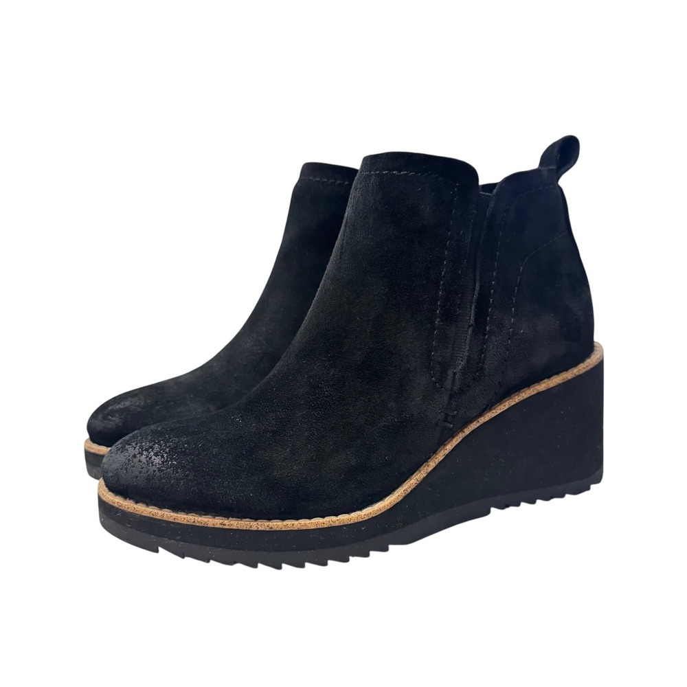 Sofft Emeree Waterproof Wedge Chelsea Booties 7M Black‎ Good Suede Zip